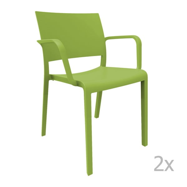 Sada 2 zelených záhradných stoličiek s opierkami Resol Fiona
