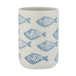 Modro-biely keramický téglik na kefky Wenko Aquamarin