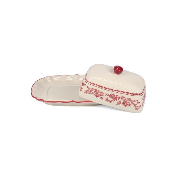 Vínovočervená/slonovinová porcelánová nádobka na maslo Cyril – S|P Collection-image-2