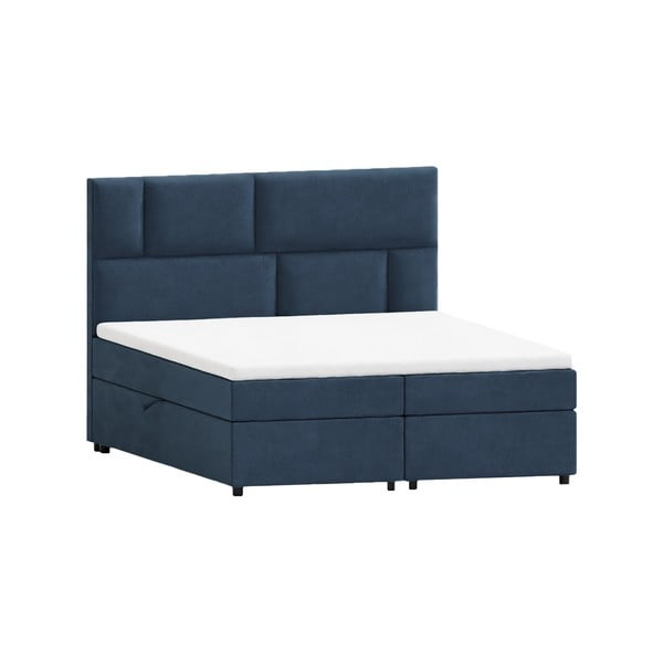 Tmavomodrá boxspring posteľ s úložným priestorom 160x200 cm Lola – Ropez