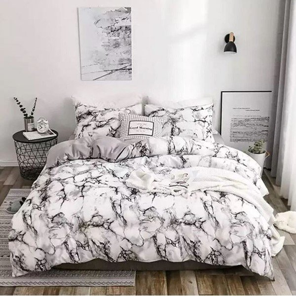 Čiernobiele bavlnené predĺžené obliečky na dvojlôžko s plachtou 200x220 cm – Mila Home