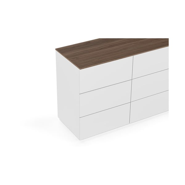 Biela komoda so šuplíkmi a doskou v orechovom dekore, 120 x 84 cm Join - TemaHome-image-4
