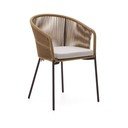 Béžová kovová/polstrovaná záhradná stolička Yanet – Kave Home