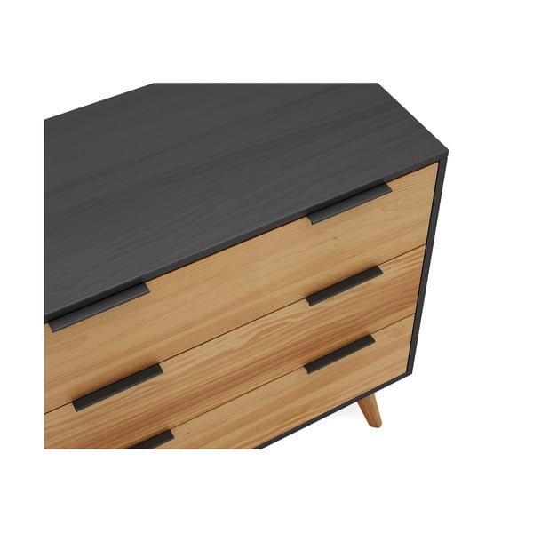 Čierna/prírodná vysoká komoda z borovicového dreva 80x83 cm Lavis – Marckeric-image-1