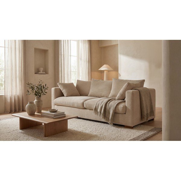 Béžová menčestrová pohovka 220 cm Comfy – Scandic-image-1