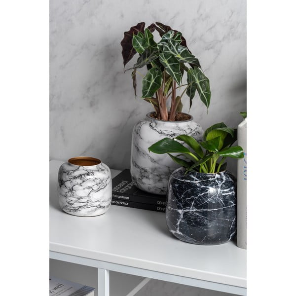 Bielo-čierna železná váza PT LIVING Marble, výška 12,5 cm-image-3