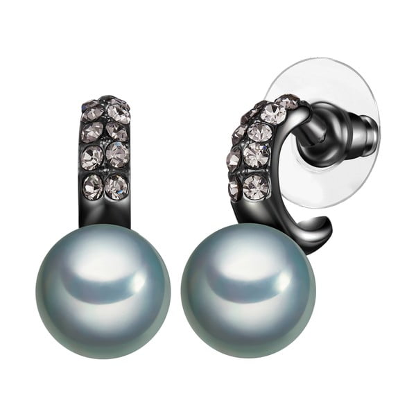 Náušnice s antracitovočiernou perlou Perldesse Aso, ⌀ 1 cm