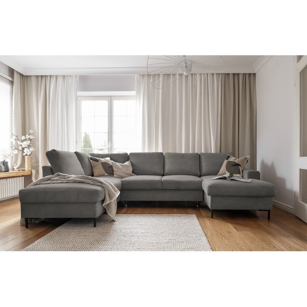Sivá menčestrová rozkladacia rohová pohovka (ľavý roh) Lofty Lilly – Miuform-image-4