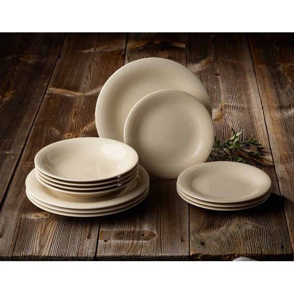 12-dielna súprava béžových porcelánových tanierov Villeroy & Boch Like Color Loop-image-1