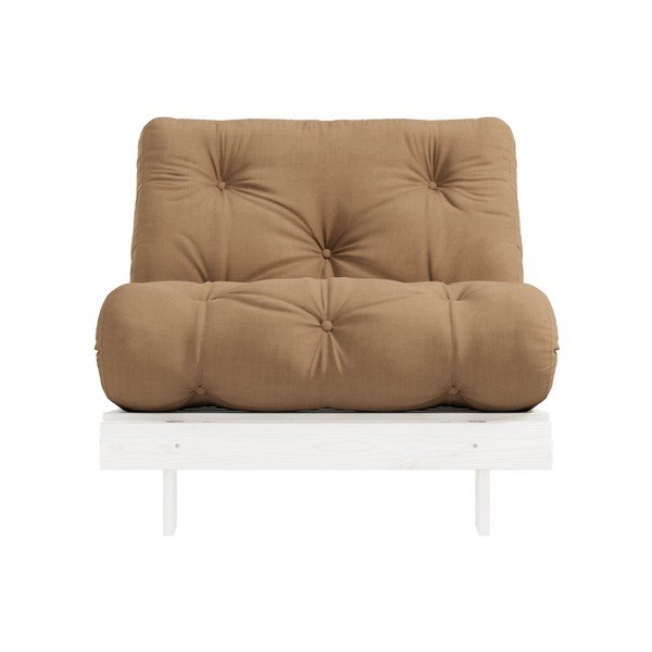 Rozkladacie kreslo s hnedým poťahom Karup Design Roots White/Mocca-image-1