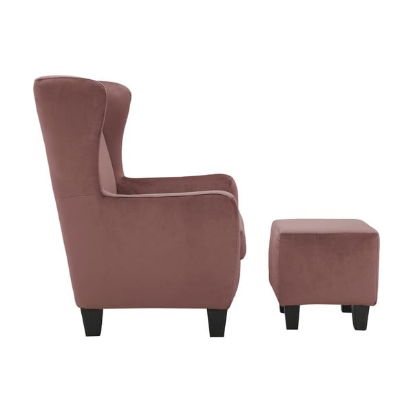 Ružové zamatové kreslo ušiak Zhili - Støraa-image-2