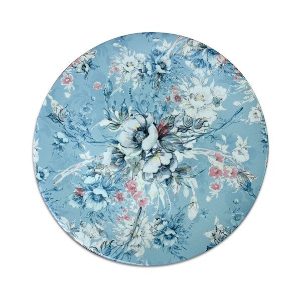 Modrý keramický tanier Flowers, ⌀ 26 cm