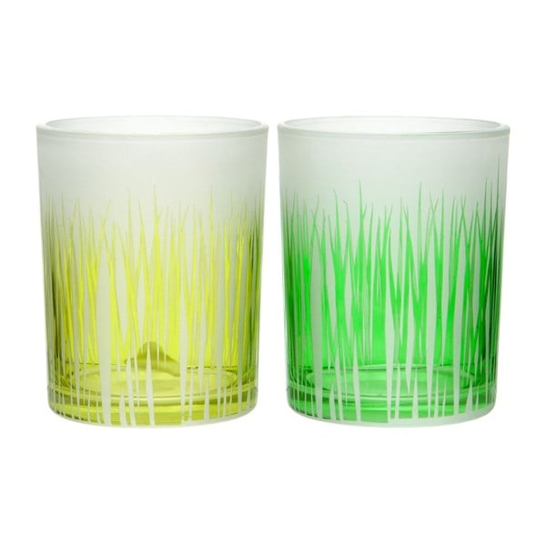 Sada 2ks svietnikov Grass Glass, 10 x 13 cm