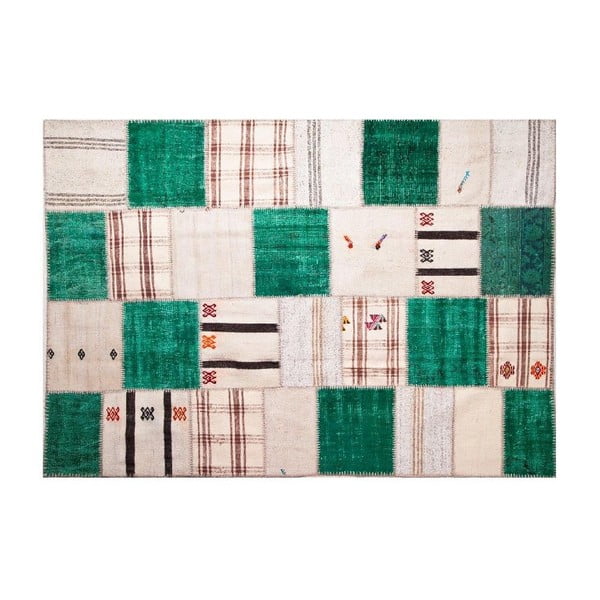 Vlnený koberec Allmode Green Kilim, 180x120 cm