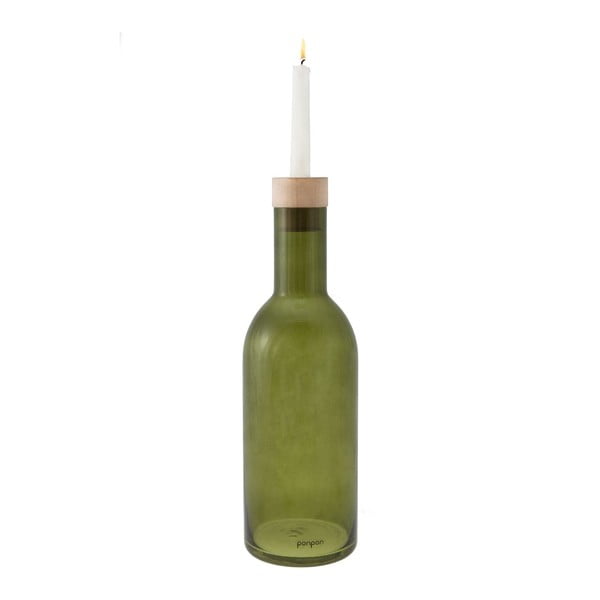 Váza/svietnik Bottle 36,8 cm, zelená