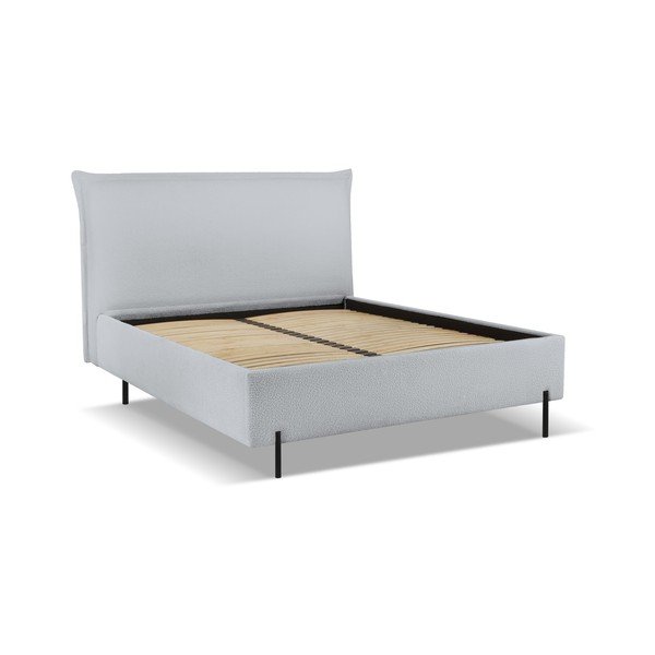 Sivá čalúnená dvojlôžková posteľ s úložným priestorom a roštom 180x200 cm Armie – Milo Casa