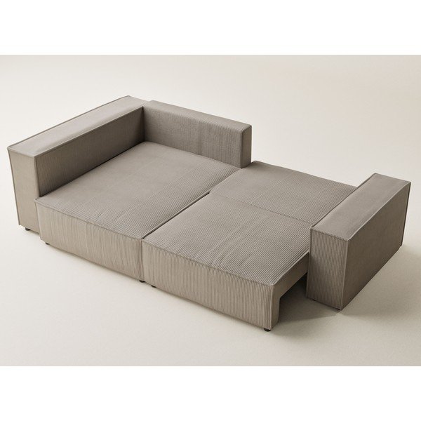 Béžová menčestrová rozkladacia/s úložným priestorom rohová pohovka (ľavý roh/do L) Tonga – Maison de Rêve-image-3