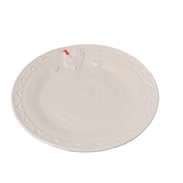 Biely keramický tanier Antic Line Hen, ⌀ 21 cm