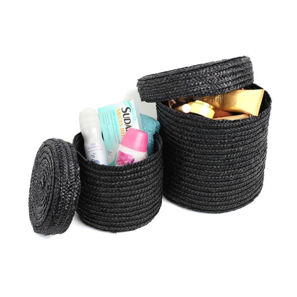 Sada 2 čiernych košíkov na drobnosti Premier Housewares Straw-image-1