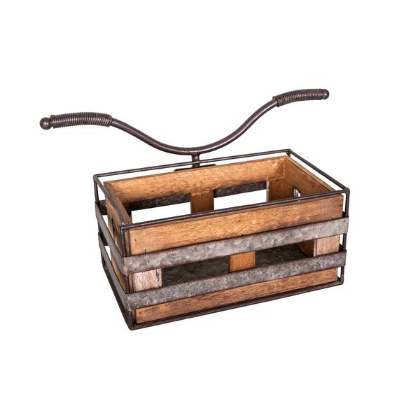 Dekoratívny úložný box z dubového dreva a zinku Antic Line Velo, 25 x 16 cm