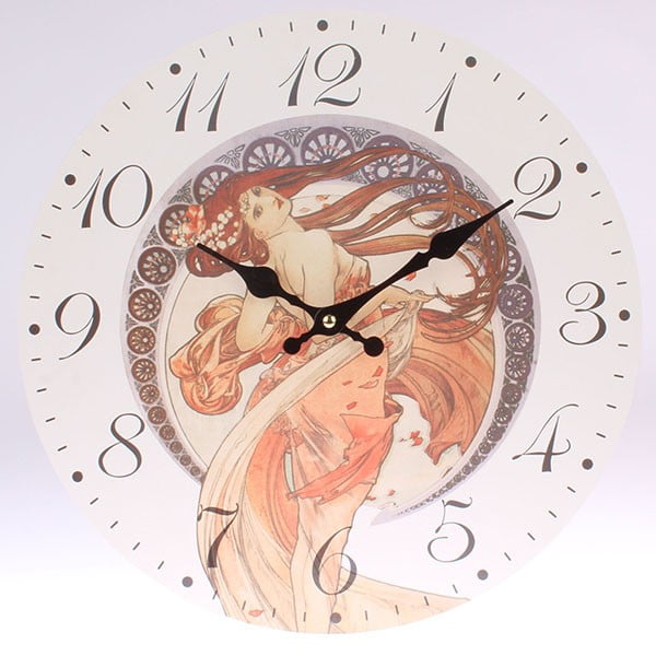 Drevené hodiny Mucha, 34x34 cm