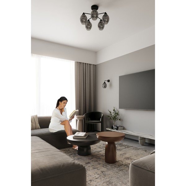 Čierne stropné svietidlo so skleneným tienidlom 59x59 cm Garten – Sollux-image-3