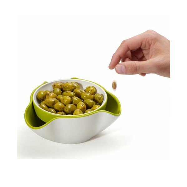 Dvojitá miska Double Dish, biela/sivá-image-2