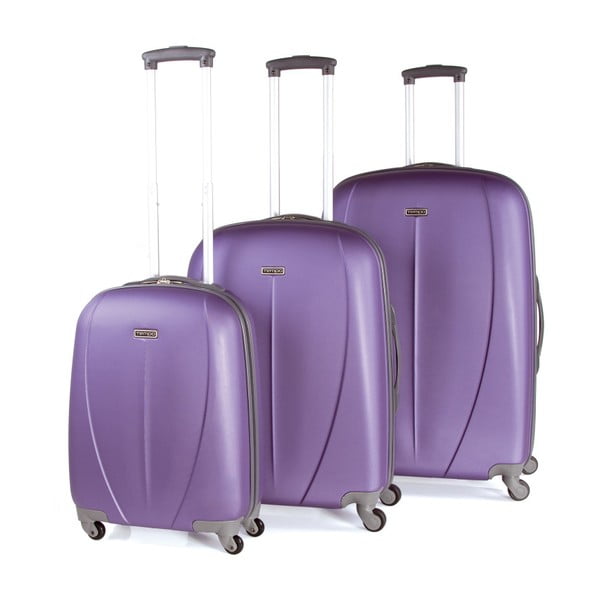 Sada 3 fialových cestovných kufrov na kolieskach Arsamar Wright
