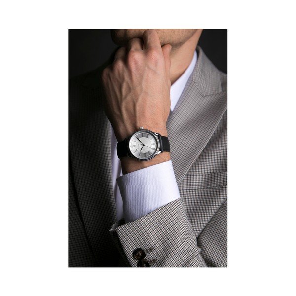 Pánske hodinky s čiernym remienkom z pravej kože Walter Bach Marrio-image-3