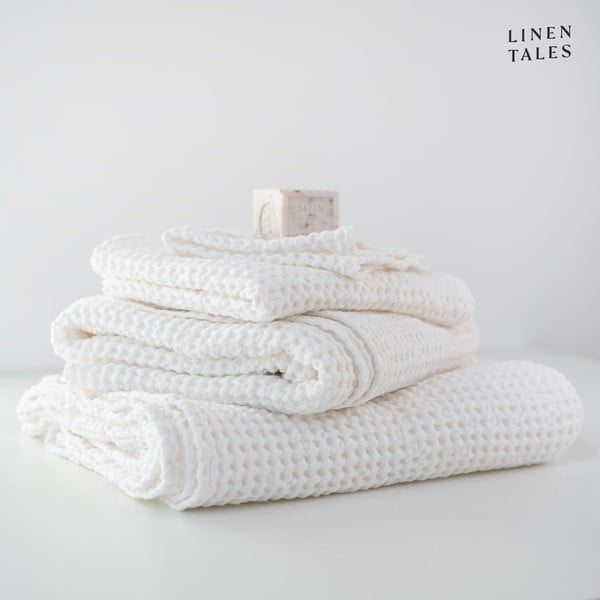 Biele uteráky a osušky v súprave 3 ks Honeycomb - Linen Tales-image-1