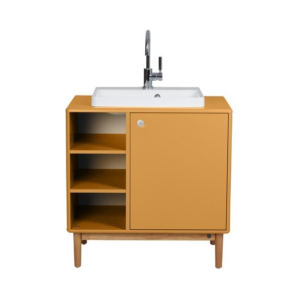 V horčicovej farbe závesná skrinka s umývadlom bez batérie 80x62 cm Color Bath – Tom Tailor-image-4