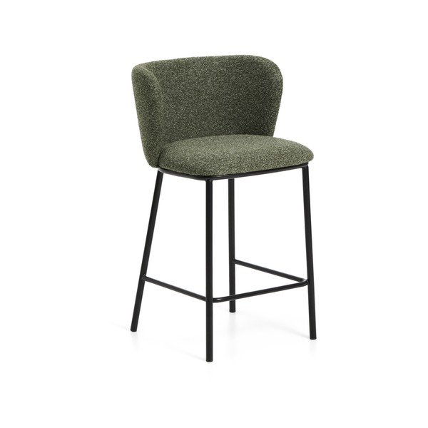 Tmavozelená čalúnená barová stolička (výška sedadla 65 cm) Ciselia – Kave Home