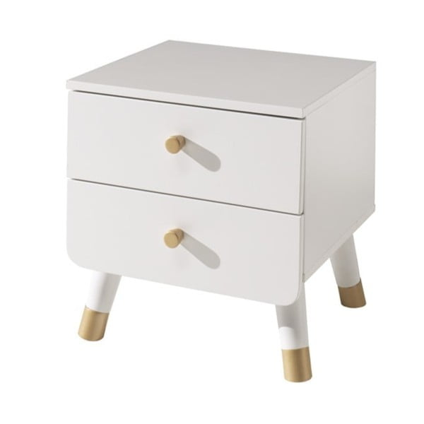 Biely detský nočný stolík z borovicového dreva Vipack Billy
