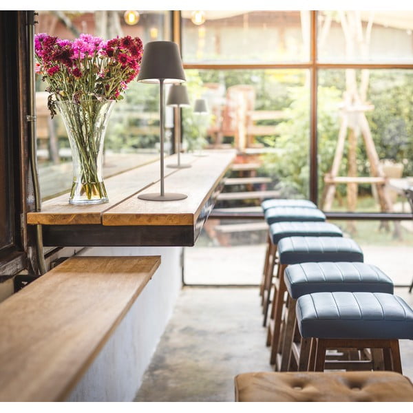 Sivá LED stmievateľná stolová lampa so senzorom pohybu a s kovovým tienidlom (výška 38 cm) Consenza – Fischer &amp; Honsel-image-1