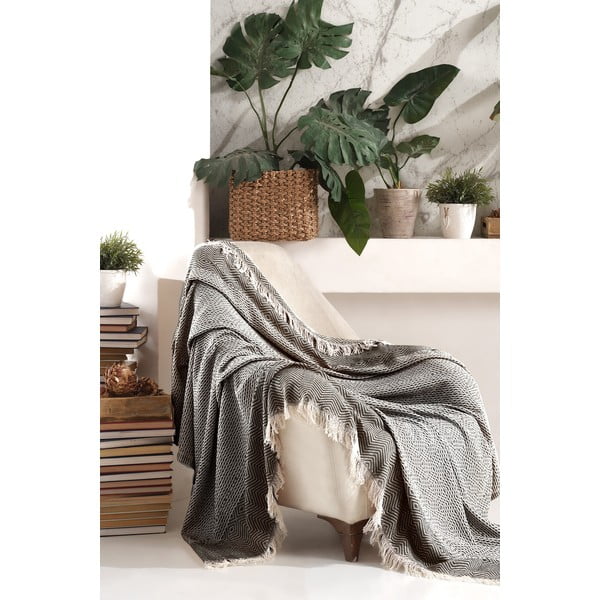 Čierny/béžový pléd 170x210 cm Etnik – Mijolnir-image-1