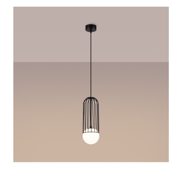 Biele/čierne závesné svietidlo so skleneným tienidlom Belinda – Sollux-image-4