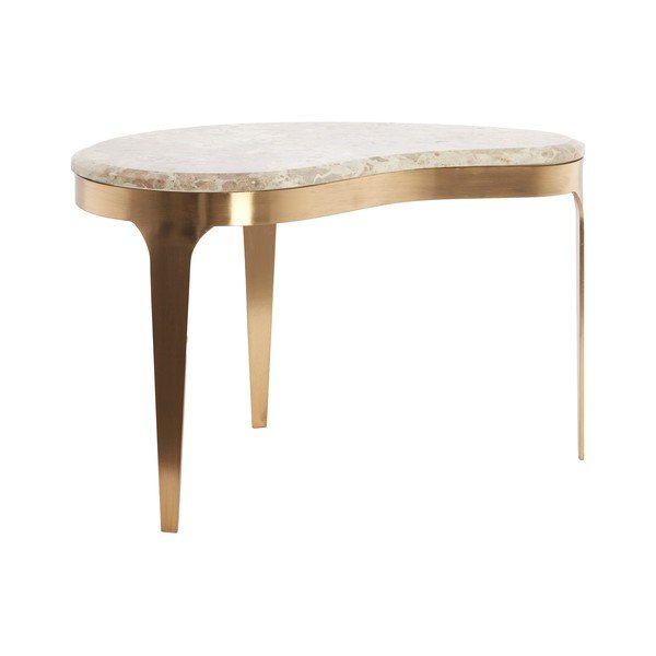 Konferenčný stolík s mramorovou doskou v bronzovej farbe/taupe 39x65 cm Giulio – Light & Living