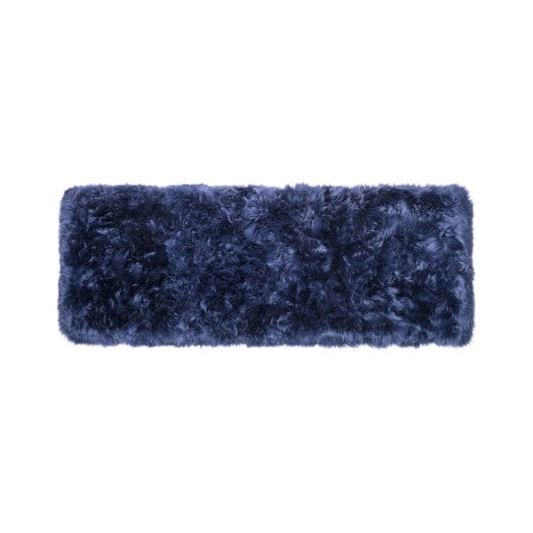 Tmavo modrý koberec z ovčej vlny Royal Dream Zealand Long, 70 x 190 cm