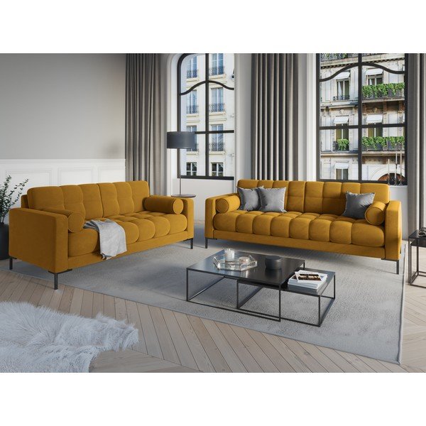 Žltá zamatová pohovka Cosmopolitan Design Bali-image-1