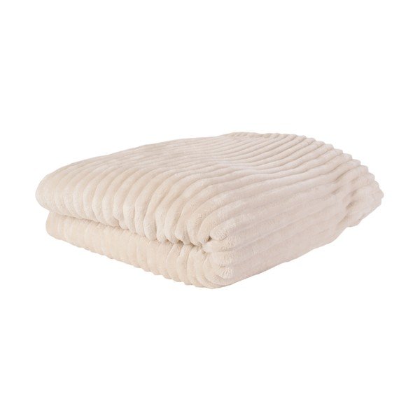 Krémovobiely zamatový pléd PT LIVING Ribbed, 150 x 200 cm-image-2
