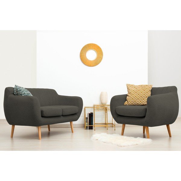 Tmavosivé kreslo s prírodnými nohami Vivonita Kennet-image-1