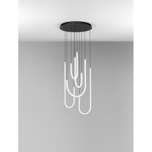 Biele/matne čierne oceľové LED závesné svietidlo so stmievačom s tienidlom z akrylového skla ø 50 cm Topaz – Nova Luce-image-4