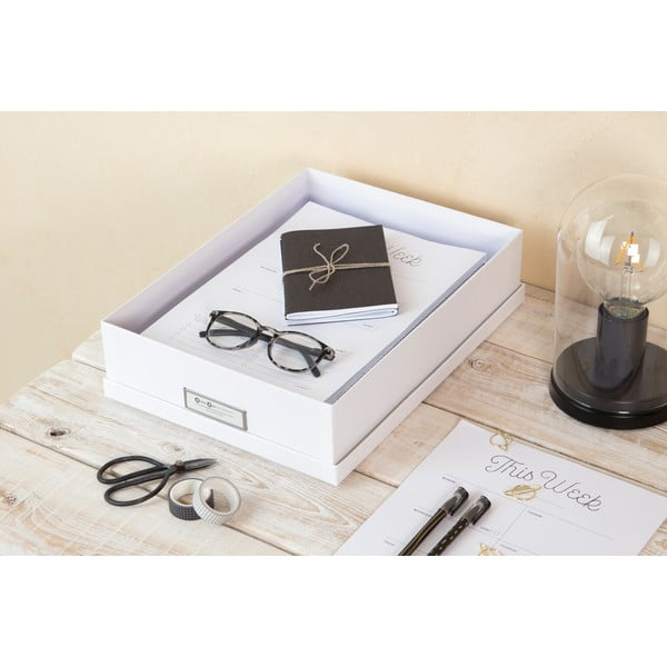 Biely úložný box s menovkou na dokumenty Bigso Box of Sweden Oskar, veľkosť A4-image-2