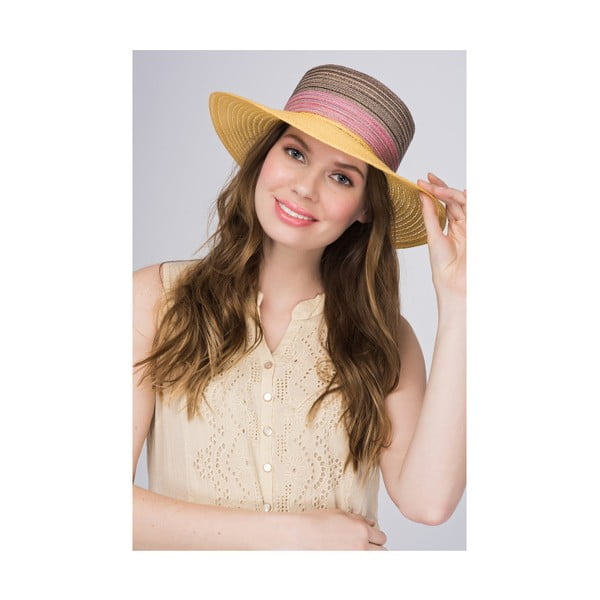 Žlto-ružový dámsky klobúk z čistej bavlny NW Smile