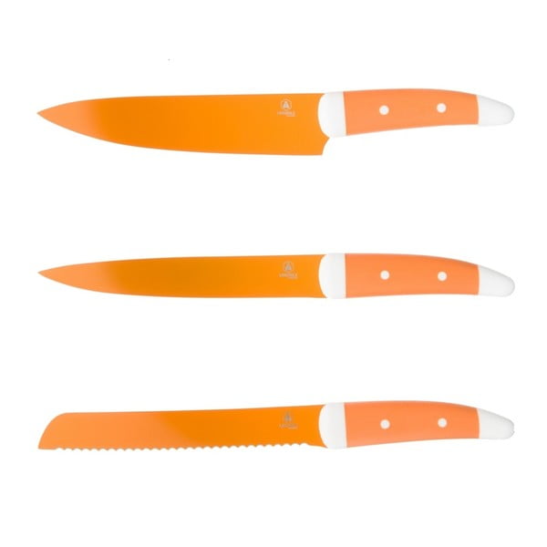 Sada 3 oranžových nožov Laguiole Lance