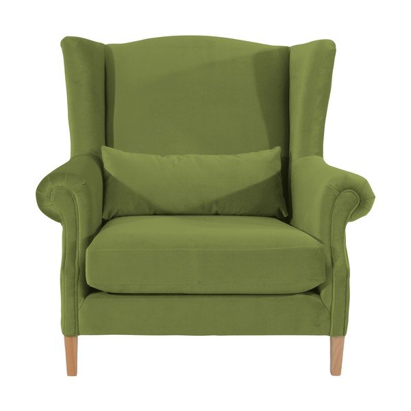Olivovozelené zamatové kreslo ušiak Max Winzer Harvey Velvet-image-2