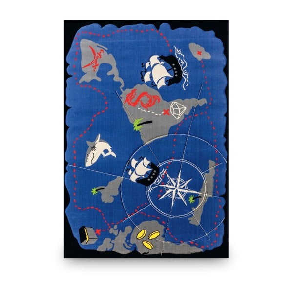 Modrý detský koberec Pirate, 133 × 190 cm