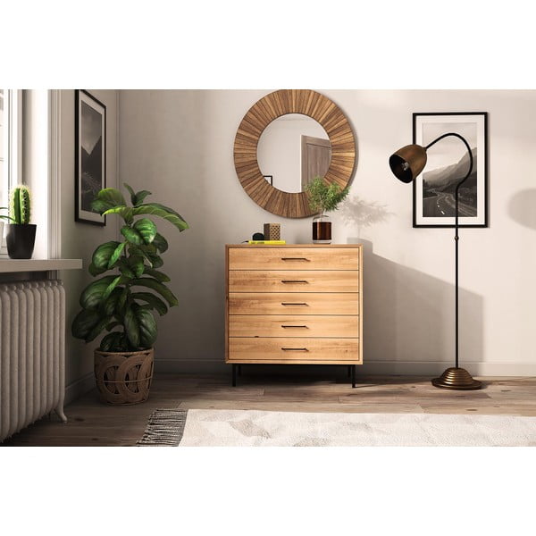 Vysoká komoda z dubového dreva v prírodnej farbe 97x95 cm Abies - The Beds-image-4