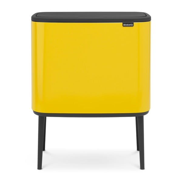 Žltý odpadkový kôš s 3 priehradkami Brabantia BO Touch Bin, 3x 11 l