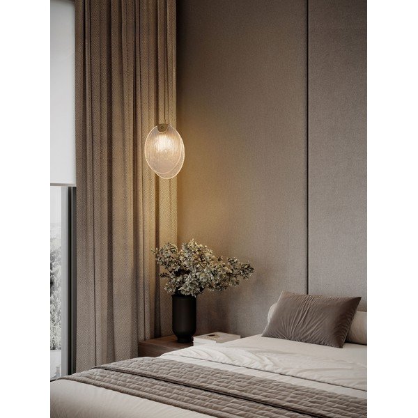 Oceľové LED závesné svietidlo v mosadznej farbe so skleneným tienidlom Shelina – Nova Luce-image-1